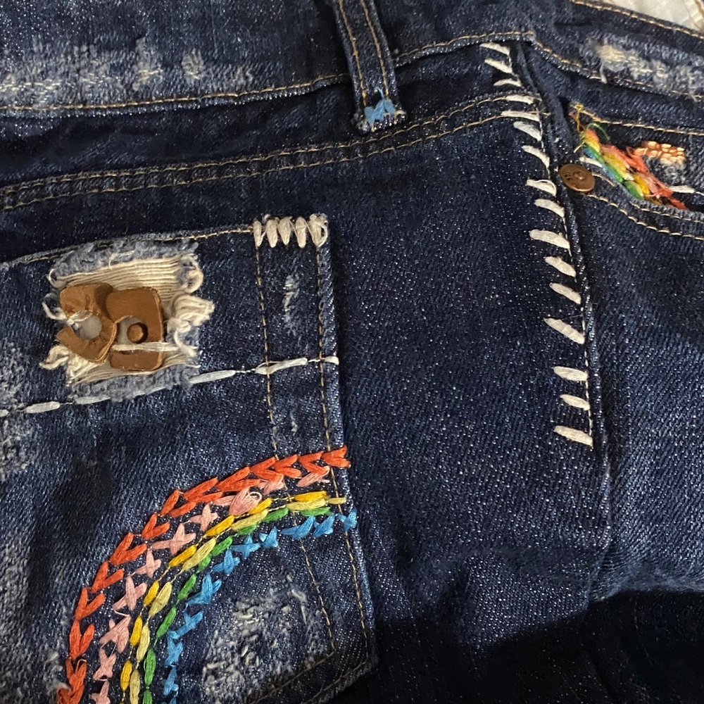 Joes Hendrix Jeans, Flare leg, Cotton, Embroidery, Rainbow, Sz 27x31, Denim​ - Picture 9 of 12